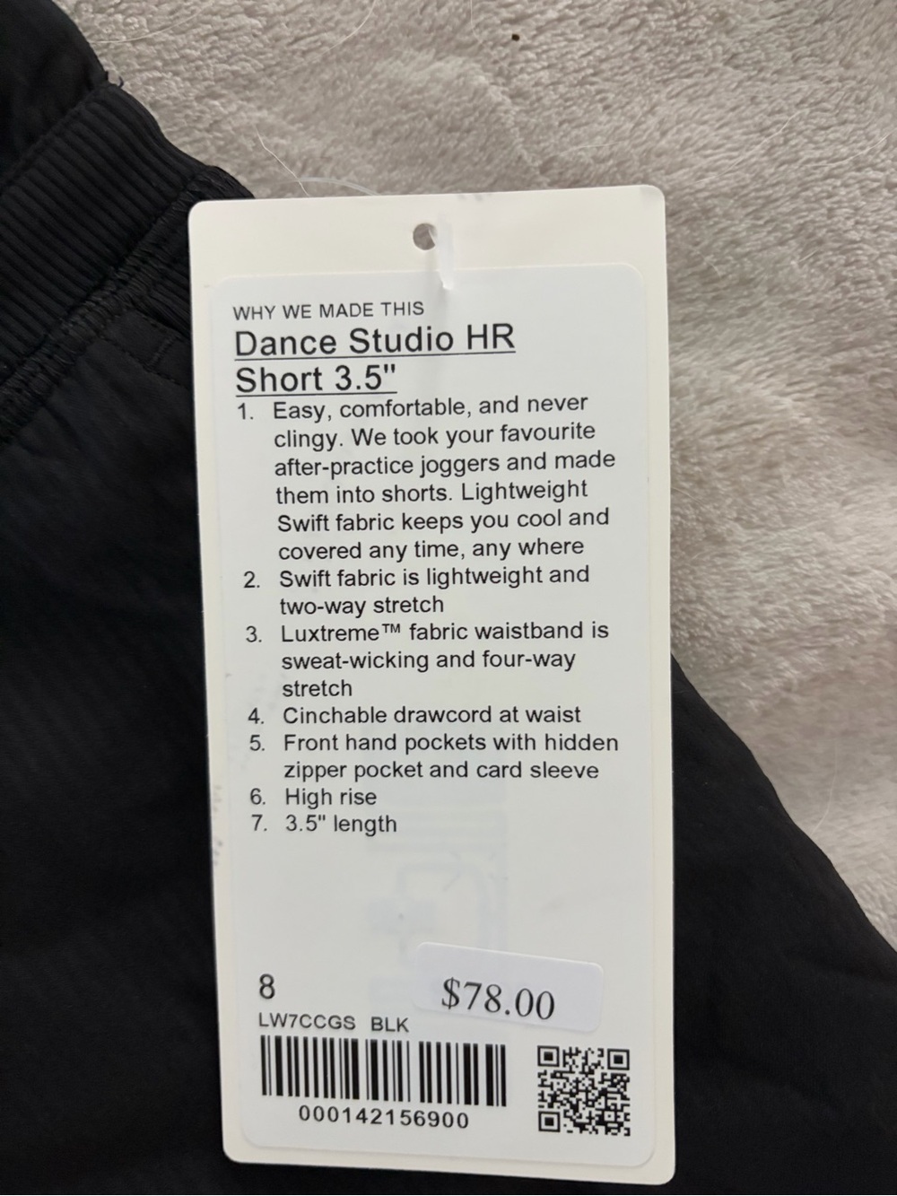 Lululemon Dance Studio HR Short 3.5 Black Size 8 - Picture 2 of 3